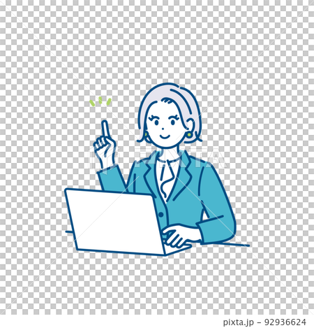 在辦公室工作的女商人的插圖素材 92936624