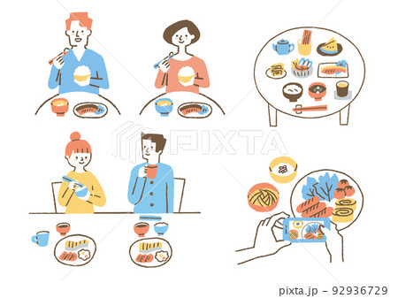 食事をする人たち_セット_色 92936729