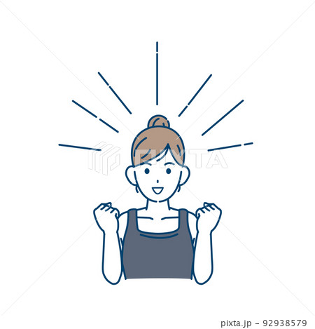 喜ぶ　元気な若い女性　笑顔　健康　イラスト 92938579