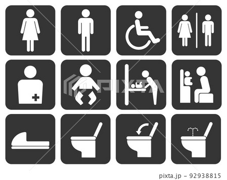 トイレのアイコンセット 92938815