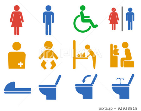 トイレのアイコンセットのイラスト素材