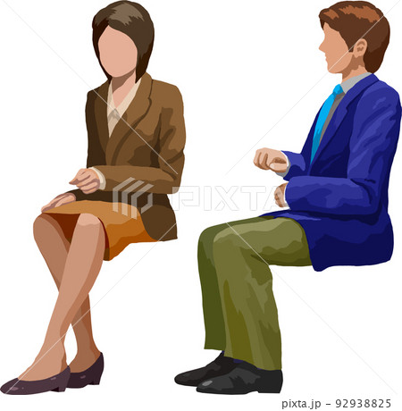 室内の椅子に座る人物スーツ男女イラスト背景透明画像 室内の椅子に座る人物スーツ男女イラスト背景透明画像 92938825