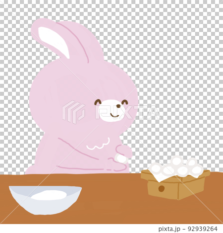 Rabbit preparing tsukimi dumplings 1/6 making dumplings 92939264