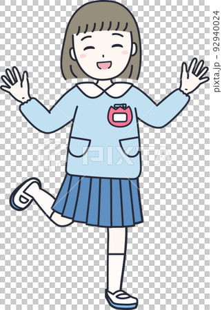 喜ぶ女の子の園児をイメージしたイラスト素材（保育園・幼稚園・こども園） 92940024