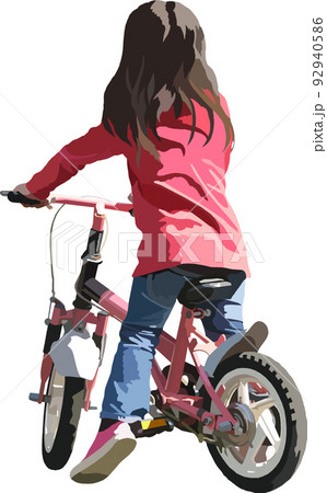 自転車に乗る子供の人物イラスト背景透明画像のイラスト素材