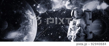 Astronaut in outer space planet. high resolution ideal for wallpaper and print. Elements of this image furnished by NASA. Astronaut in outer space planet. high resolution ideal for wallpaper and print. Elements of this image furnished by NASA. 92940684
