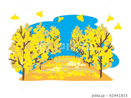 美しいいちょう並木のイラスト 美しいいちょう並木のイラスト 92941835