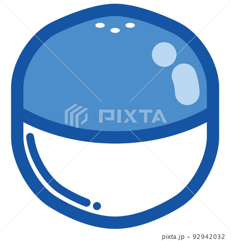 青色のガチャポンのガチャガチャカプセル1個のイラスト素材 92942032
