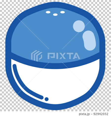 青色のガチャポンのガチャガチャカプセル1個のイラスト素材 92942032