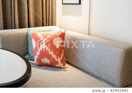 pillow decoration on sofa in living room 92942981