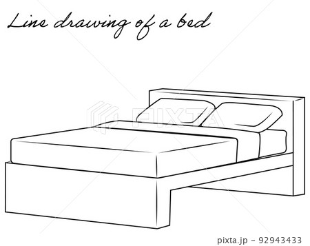 bed line drawing simple line art furniture  Stock Illustration  92943433  PIXTA