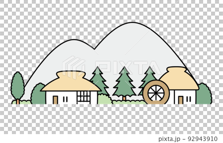 Illustration material of an old folk house and... - Stock Illustration ...