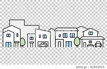 獨立式住宅和城市景觀的插圖素材。 獨立式住宅和城市景觀的插圖素材。 92943914