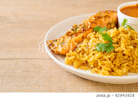 masala rice with salmon tandoori 92943928