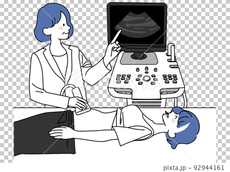 pregnant woman undergoing echo examination pregnant woman undergoing echo examination 92944161