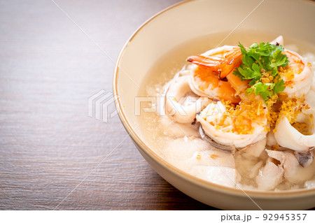 boiled rice soup with seafood boiled rice soup with seafood 92945357