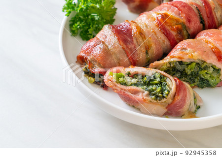 baked bacon stuffed spinach and cheese 92945358