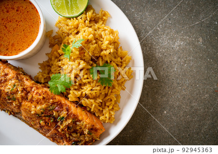 masala rice with salmon tandoori masala rice with salmon tandoori 92945363