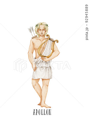 ギリシア神話 神 アポロン 水彩 イラスト ギリシア神話 神 アポロン 水彩 イラスト 92945889