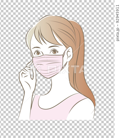 戴口罩的婦女病媒預防花粉傳染病控制的插圖素材 92945911
