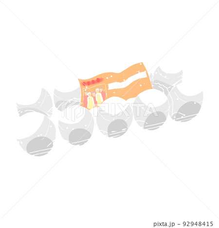 食材カラーイラスト：卵（白、鶏卵、店頭販売用パック入り、10個）背景なし、線なし、漫画アニメ塗り 92948415