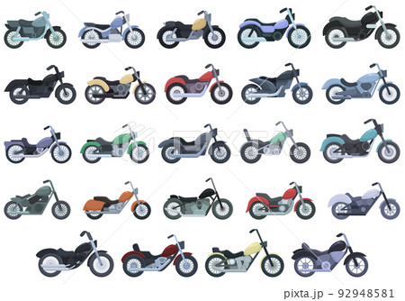 Chopper icons set cartoon vector. Moto ride. Bike motorcycle 92948581