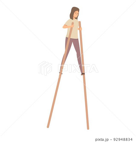 Girl stilt icon cartoon vector. Street man. Long festival 92948834