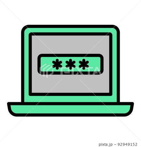 Laptop password icon outline vector. Cyber attack. Internet data Laptop password icon outline vector. Cyber attack. Internet data 92949152