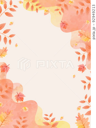 水彩　幾何学　フレーム 液体　オレンジ 秋 92949213