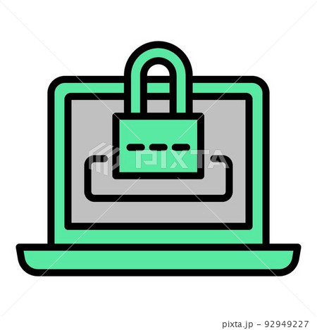 Lock laptop icon outline vector. Fraud dos. Security computer Lock laptop icon outline vector. Fraud dos. Security computer 92949227