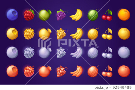 Color set of fruit icons, online casino interface 92949489