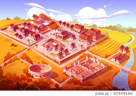 Ancient Rome, isometric cartoon autumn cityscape 92949560