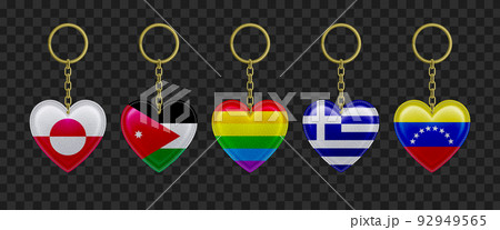 Leather keychains in heart shape with flags 92949565
