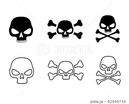 Skull silhouette outline sticker icon set 92949730