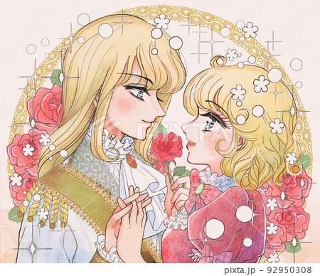 メルヘン童話イラスト・ハッピーエンドを迎えたお姫様と王子様 92950308