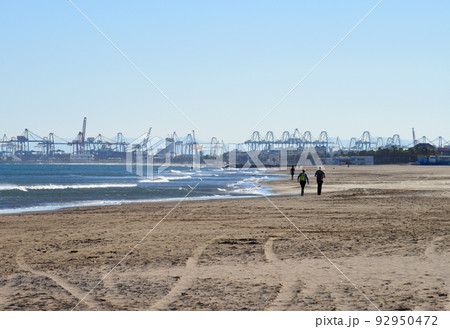 gantry cranes and shipping containers in port. gantry cranes and shipping containers in port. 92950472