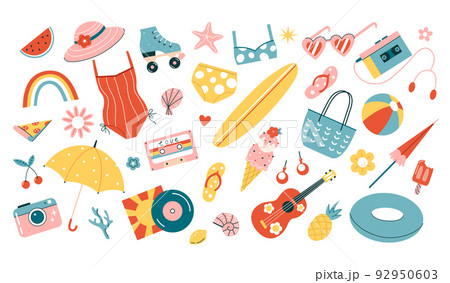 Set of summer retro elements 92950603