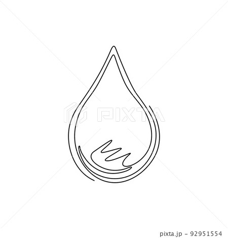 Single one line drawing water drop cartoon character for world water day banner concept. Water droplet isolated flat icon banner poster. Modern continuous line draw design graphic vector illustration 92951554