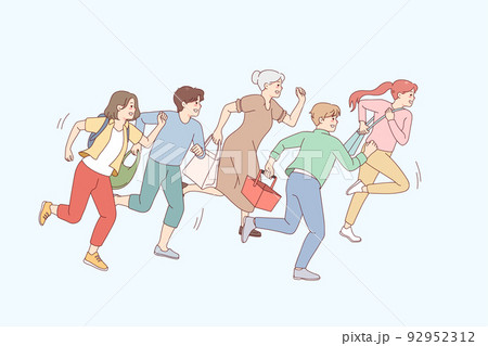 People run go shopping on sales  92952312