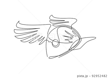 Continuous one line drawing delivery service logo simple hat with wing icon inspiration for fun design idea. Fast delivery. Cap of delivery man with wings. Single line draw design vector illustration Continuous one line drawing delivery service logo simple hat with wing icon inspiration for fun design idea. Fast delivery. Cap of delivery man with wings. Single line draw design vector illustration 92952482