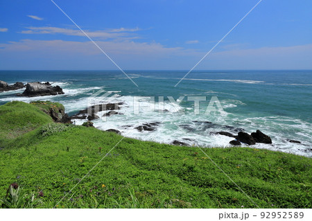 北海道浜中町の風景　霧多布岬の奇岩と海　7月 92952589