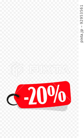 Sale template for social media promotion marketing. Minus 20 percent sale commercial offer. Vector illustration with empty white copy space and red product price tag design 92953561