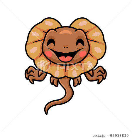 Cute little frilled lizard cartoon 92953839
