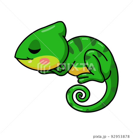 Cute little chameleon cartoon sleeping 92953878