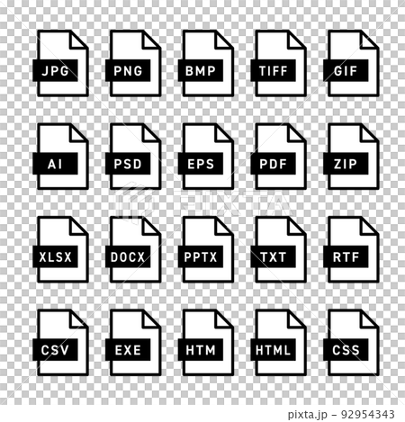 色々なファイル形式のアイコン,file format icon 92954343