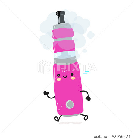 Cute funny running vape. Vector hand drawn cartoon kawaii character illustration icon. Isolated on white background. Run vape concept 92956221