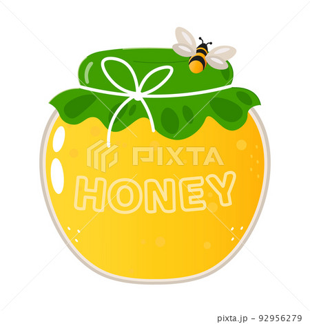 Cute funny jar of honey character. Vector hand drawn cartoon kawaii character illustration icon. Isolated on white background. Jar of honey character concept Cute funny jar of honey character. Vector hand drawn cartoon kawaii character illustration icon. Isolated on white background. Jar of honey character concept 92956279