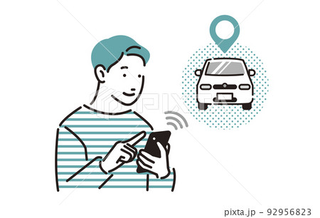 人物 カーシェアリング_スマホで予約する男性 人物 カーシェアリング_スマホで予約する男性 92956823