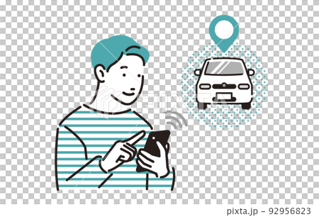 人物 カーシェアリング_スマホで予約する男性 人物 カーシェアリング_スマホで予約する男性 92956823