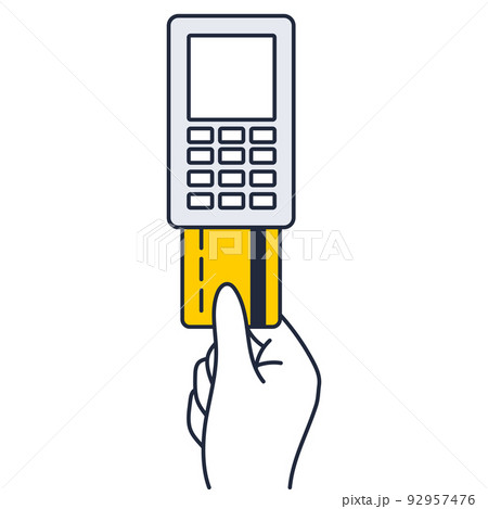 クレジットカードで支払うために端末に差し込むイラスト素材 クレジットカードで支払うために端末に差し込むイラスト素材 92957476